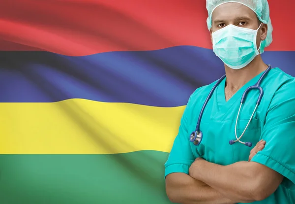 Surgeon with flag on background series - Mauritius — Stock Photo, Image