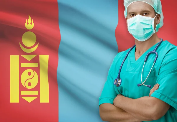 Chirurg z flagi na tle serii - Mongolia — Zdjęcie stockowe