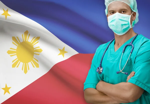 Kirurg med flaggan på bakgrunden serien - Filippinerna — Stockfoto