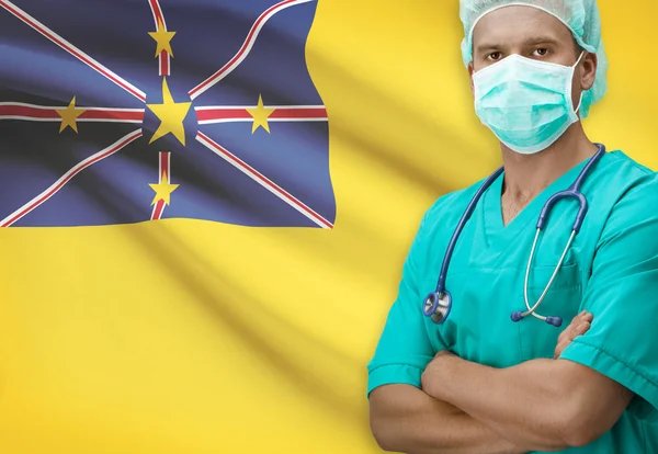 Surgeon with flag on background series - Niue — Stock Photo, Image