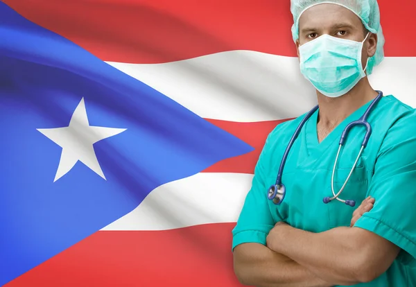 Cirujano con bandera en serie de fondo - Puerto Rico —  Fotos de Stock