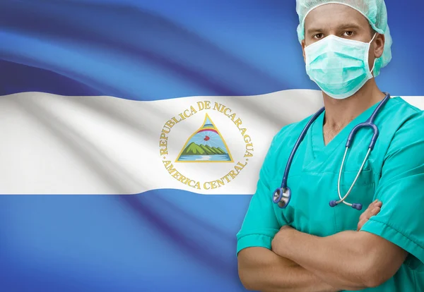 Surgeon with flag on background series - Nicaragua – stockfoto