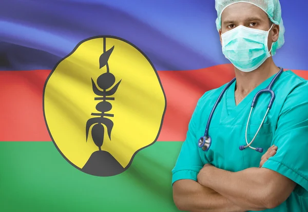 Surgeon with flag on background series - New Caledonia — Stock Photo, Image