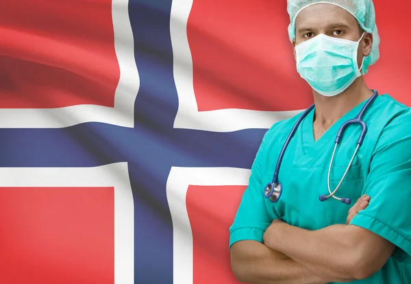 Surgeon with flag on background series - Norway — Stock Photo, Image