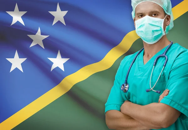 Surgeon with flag on background series - Solomon Islands — Stock Photo, Image