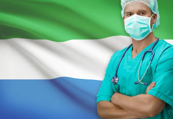 Surgeon with flag on background series - Sierra Leone — Stock Photo, Image