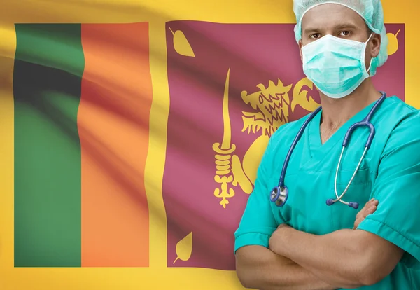Kirurg med flaggan på bakgrunden serien - Sri Lanka — Stockfoto