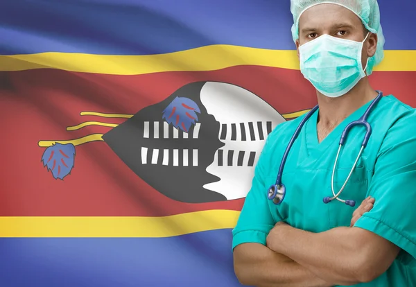 Surgeon with flag on background series - Swaziland — Stock Photo, Image