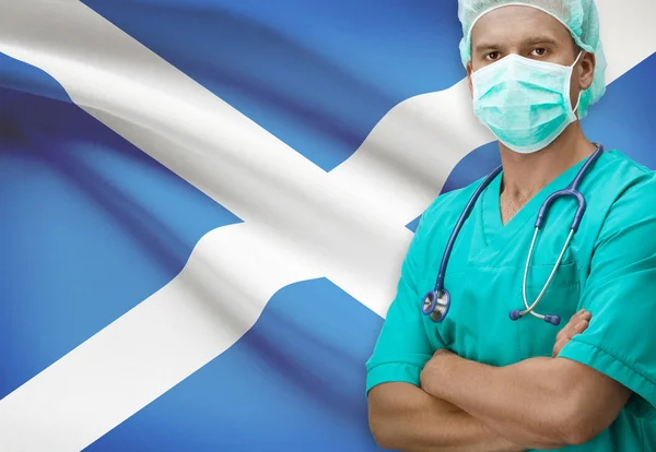 Хирург с флагом на фоне серии - Шотландия — стоковое фото