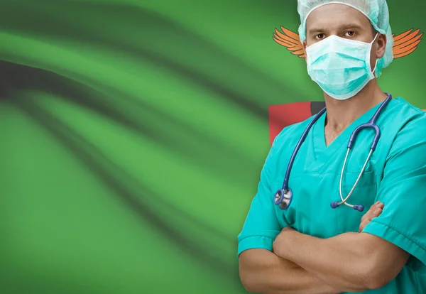 Surgeon with flag on background series - Zambia — Stock Photo, Image