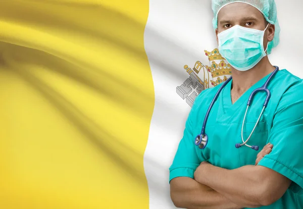 Cirurgião com bandeira na série de fundo - cidade do Vaticano — Fotografia de Stock