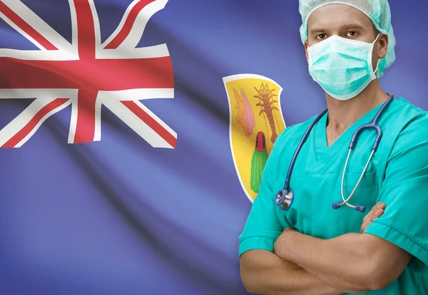 Surgeon with flag on background series - Turks and Caicos Islands — Stock Photo, Image