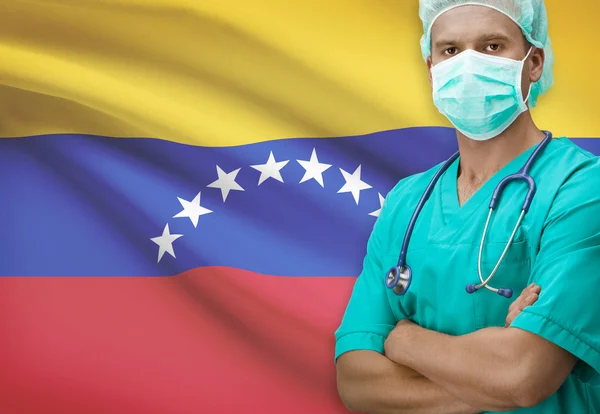 Surgeon with flag on background series - Venezuela — Stock Photo, Image