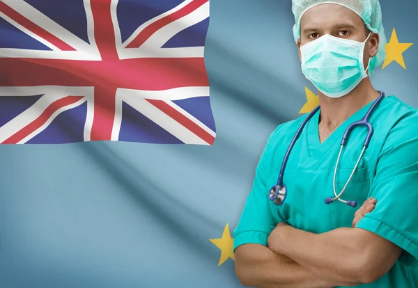 Cirujano con bandera en serie de fondo - Tuvalu — Foto de Stock