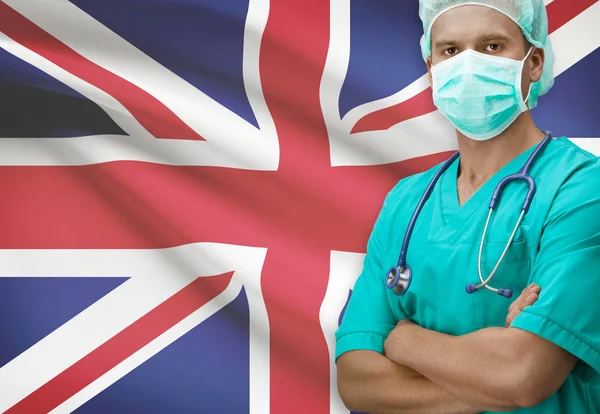 Kirurg med flaggan på bakgrunden serien - Storbritannien — Stockfoto