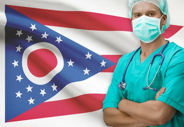 Surgeon with US states flags on background series - Ohio — Stock Photo, Image
