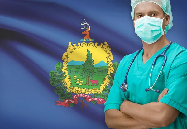 Chirurg met ons stelt vlaggen op achtergrond serie - Vermont — Stockfoto