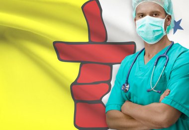 Surgeon with Canadian province flag on background series - Nunavut