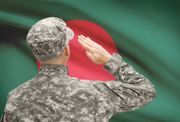 Soldier in hat facing national flag series - Bangladesh — Stock Photo, Image