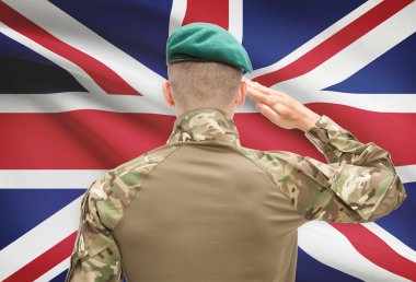 National military forces with flag on background conceptual series - United Kingdom clipart