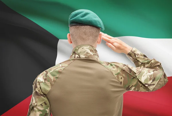 Nationale militaire troepen met vlag op achtergrond conceptuele serie - Koeweit — Stockfoto