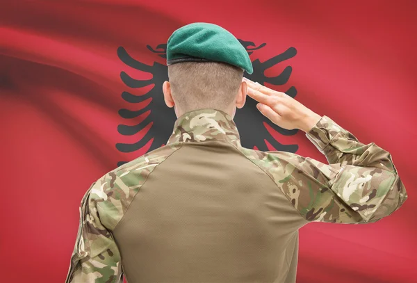 Fuerzas militares con la bandera en la serie conceptual de fondo - Albania —  Fotos de Stock