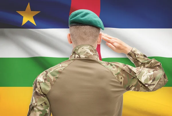 Nationale militaire troepen met vlag op achtergrond conceptuele serie - Centraal-Afrikaanse Republiek — Stockfoto