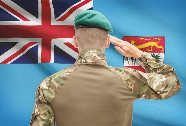 Forces militaires nationales avec drapeau sur série conceptuelle de fond - Fidji — Photo