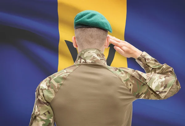 Nationale militaire troepen met vlag op achtergrond conceptuele serie - Barbados — Stockfoto