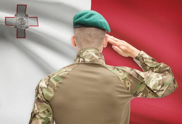 Fuerzas militares con la bandera en la serie conceptual de fondo - Malta —  Fotos de Stock