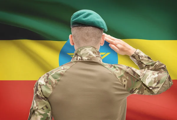 Национальные вооруженные силы с флагом на фоне концептуальной серии - Эфиопия — стоковое фото