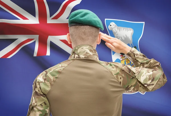Nationale militaire troepen met vlag op achtergrond conceptuele serie - Falkland eilanden — Stockfoto