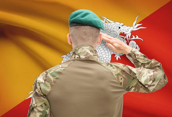 National military forces with flag on background conceptual series - Bhutan — Stock Photo, Image