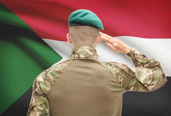 Nationale militaire troepen met vlag op achtergrond conceptuele serie - Soedan — Stockfoto