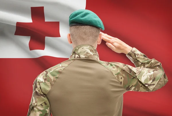 Forces militaires nationales avec drapeau sur série conceptuelle de fond - Tonga — Photo