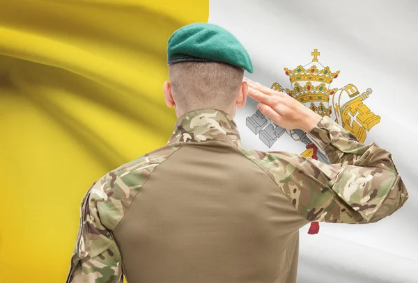 Fuerzas militares con la bandera en la serie conceptual de fondo - ciudad del Vaticano — Foto de Stock