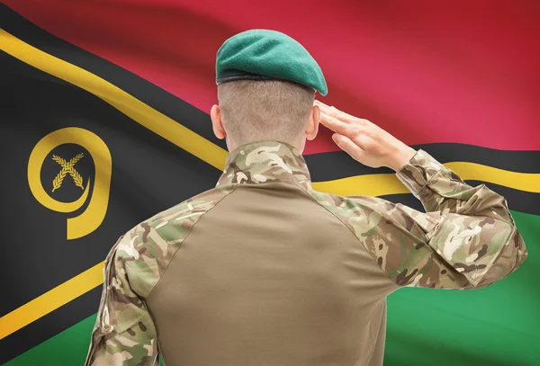 Fuerzas militares con la bandera en la serie conceptual de fondo - Vanuatu — Foto de Stock