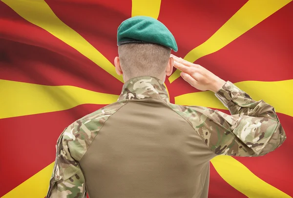 Nationale militaire troepen met vlag op achtergrond conceptuele serie - Macedonië — Stockfoto