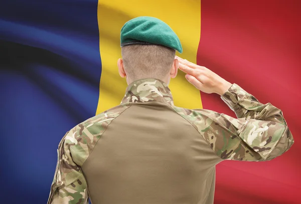 National military forces with flag on background conceptual series - Romania — Stock Photo, Image