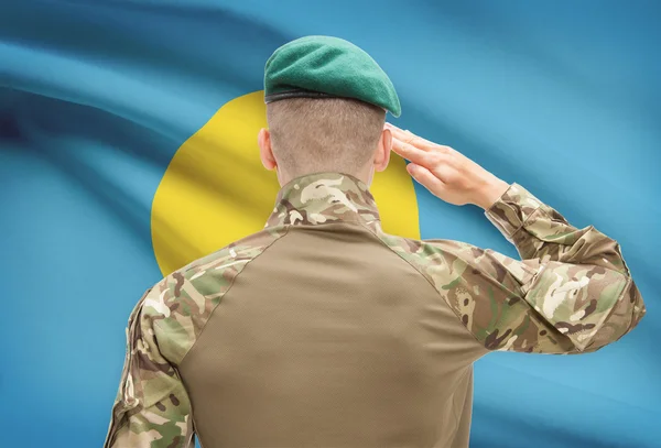 Fuerzas militares con la bandera en la serie conceptual de fondo - Palau — Foto de Stock