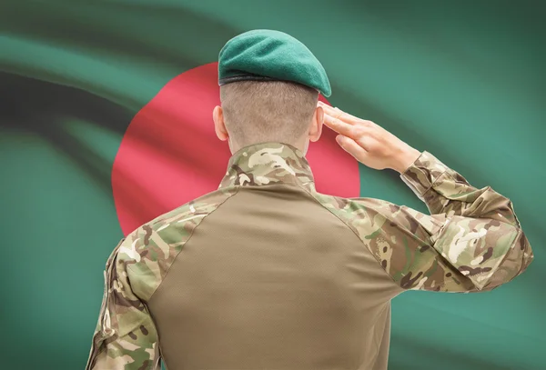 National military forces with flag on background conceptual series - Bangladesh — Stok Foto