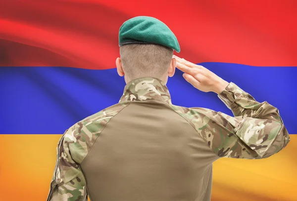 Národní vojenské síly s vlajkou na pozadí koncepční řady - Arménie — Stock fotografie