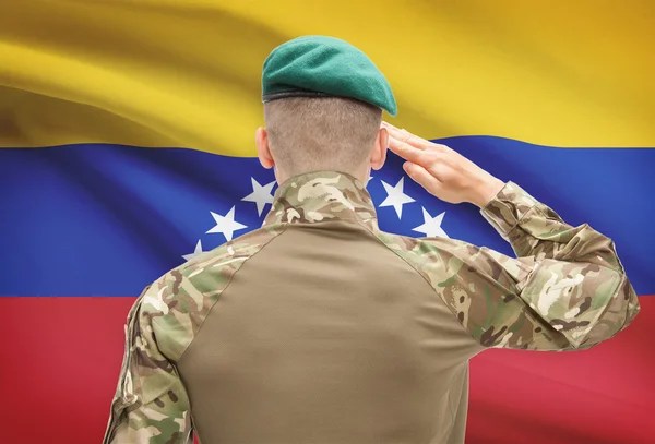 Nationale militaire troepen met vlag op achtergrond conceptuele serie - Venezuela — Stockfoto