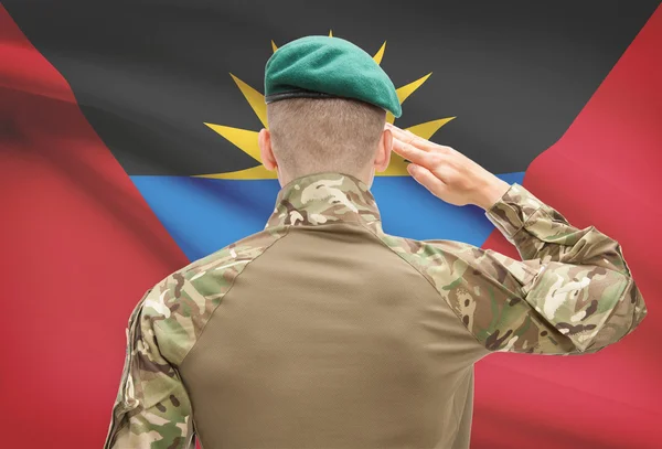 Fuerzas militares con la bandera en la serie conceptual de fondo - Antigua y Barbuda — Foto de Stock