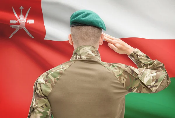 National military forces with flag on background conceptual series - Oman — Stock Photo, Image