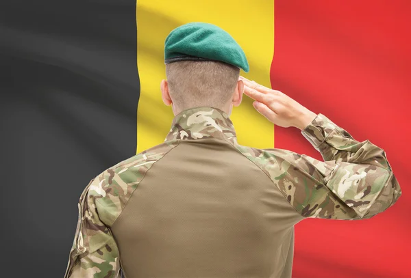 Nationale militaire troepen met vlag op achtergrond conceptuele serie - België — Stockfoto