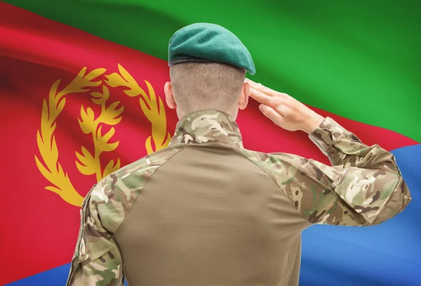 Nationale militaire troepen met vlag op achtergrond conceptuele serie - Eritrea — Stockfoto