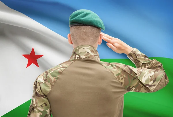 National military forces with flag on background conceptual series - Djibouti — Stock Photo, Image