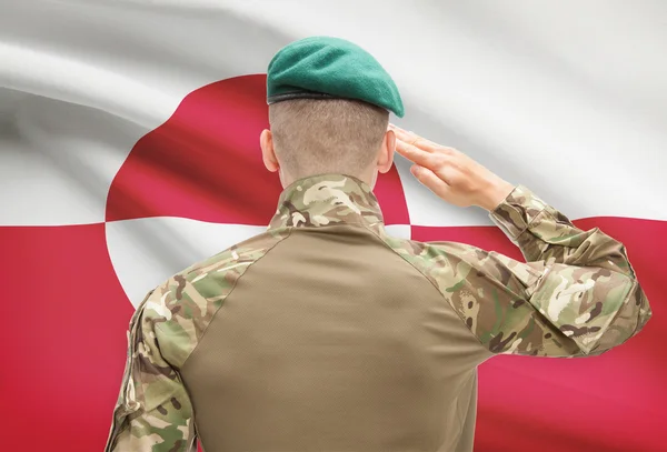 Fuerzas militares con la bandera en la serie conceptual de fondo - Groenlandia — Foto de Stock