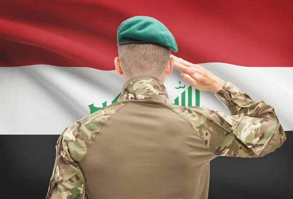 Forze militari nazionali con la bandierina sulla serie concettuale della priorità bassa - Iraq — Foto Stock